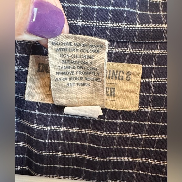 Duluth Trading Mens Cotton Shirt 2XL Nightfall Blue Button Up Long Sleeve Pocket - Picture 4 of 7
